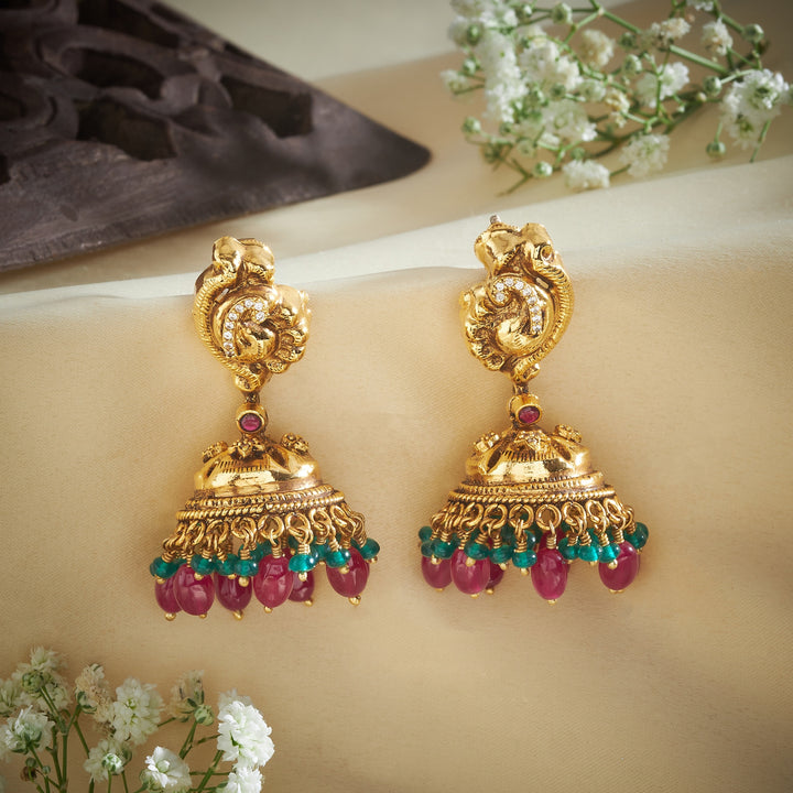 Curved Leaf Nakshi Jhumki