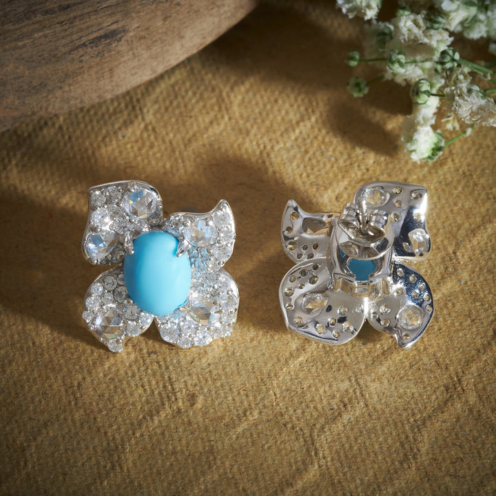 Blue-Flora Studs