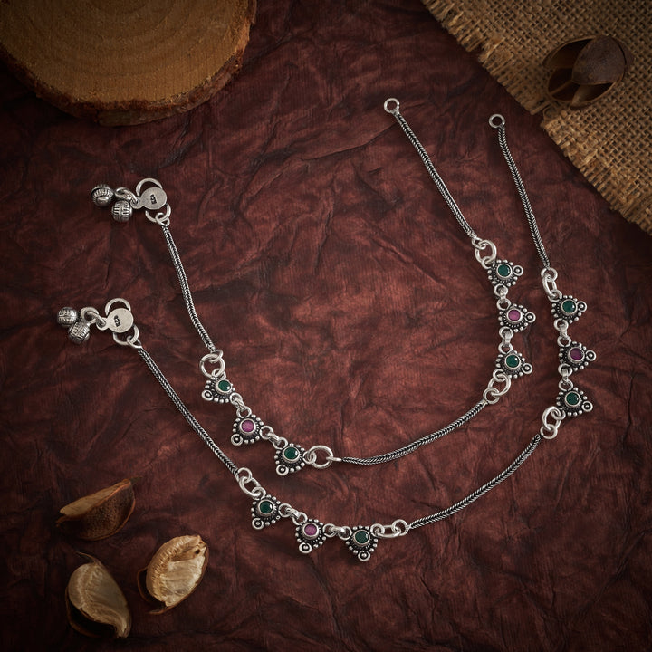 Greena-Pink Oxidised Payal