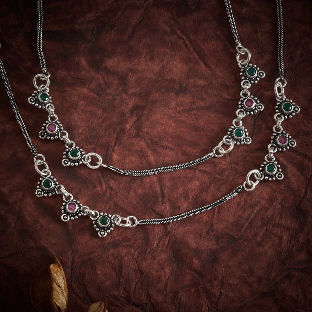 Greena-Pink Oxidised Payal
