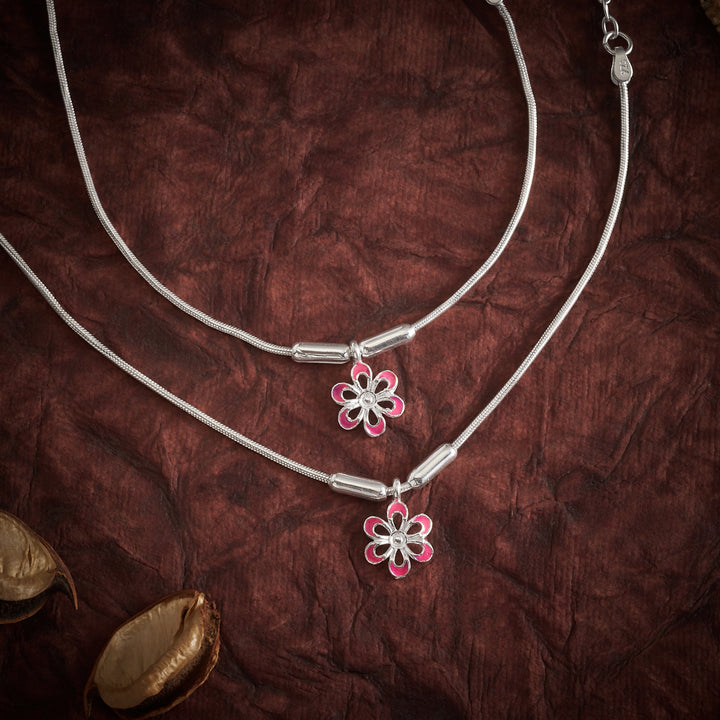 Flora-Pink Oxidized Payal