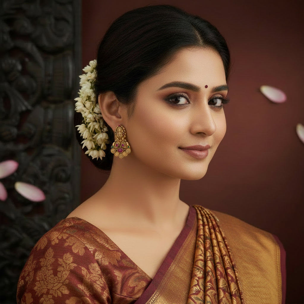 Lakshmi-Peacock Temple Danglers