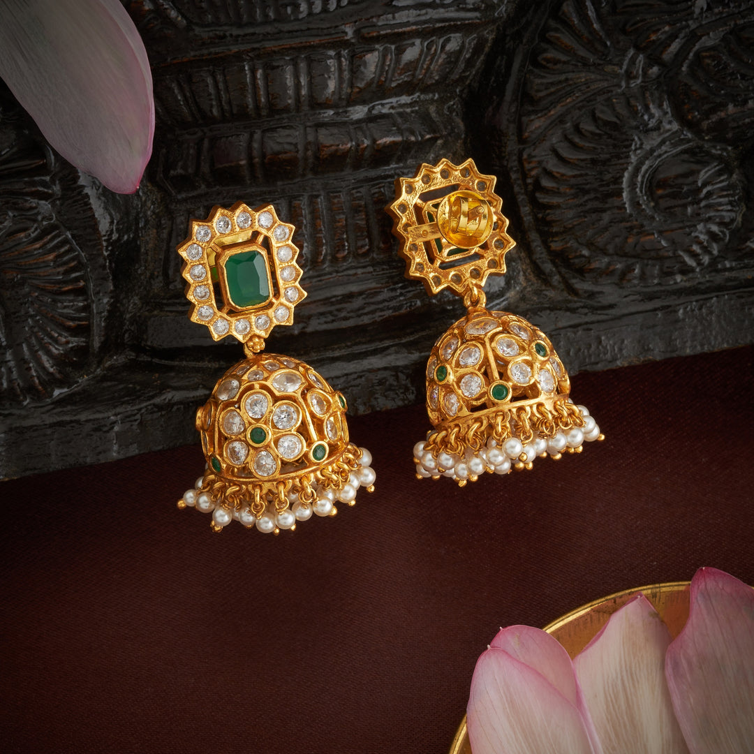 Sundar-Bloosom Stone Jhumki