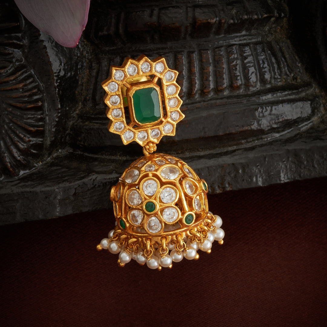 Sundar-Bloosom Stone Jhumki