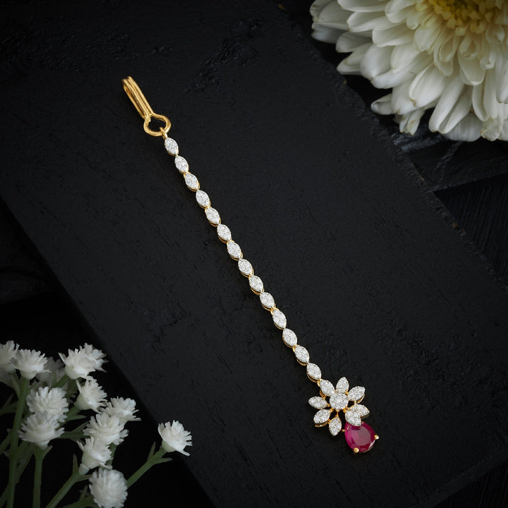 Rose Sparkle CZ Maang Tikka
