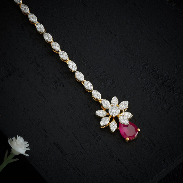 Rose Sparkle CZ Maang Tikka