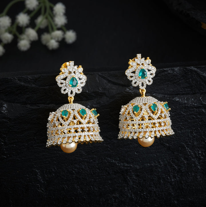 Plume-Pearl Drop CZ Jhumki