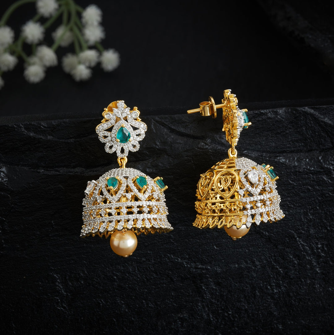 Plume-Pearl Drop CZ Jhumki