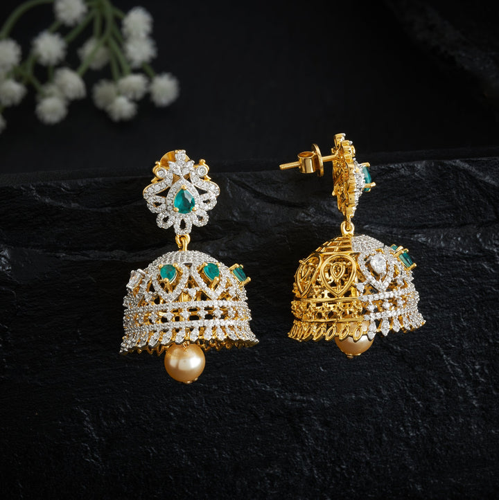 Plume-Pearl Drop CZ Jhumki