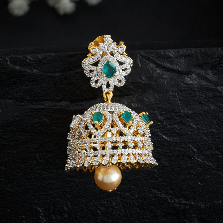 Plume-Pearl Drop CZ Jhumki