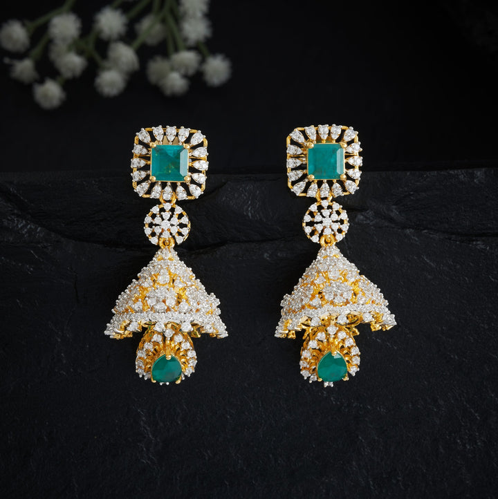 Green-Pear Drop CZ Jhumki