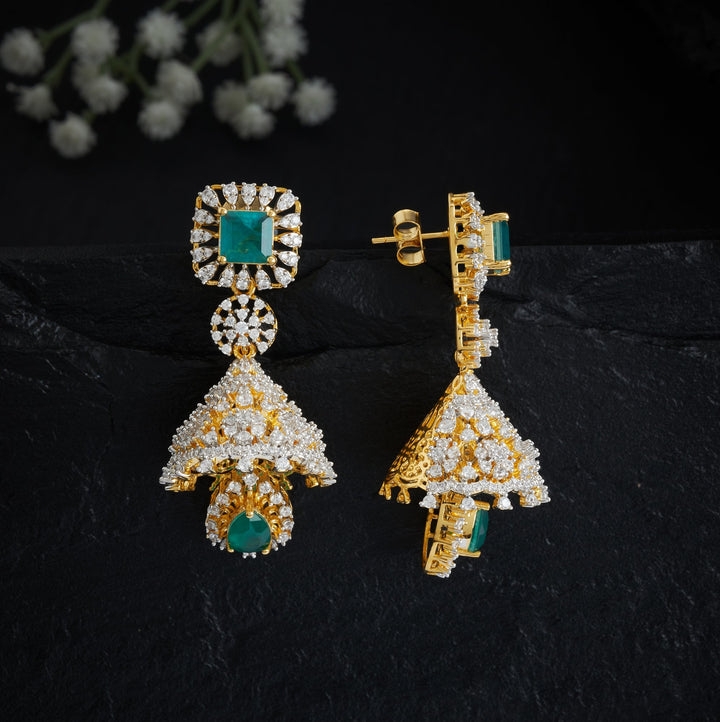 Green-Pear Drop CZ Jhumki
