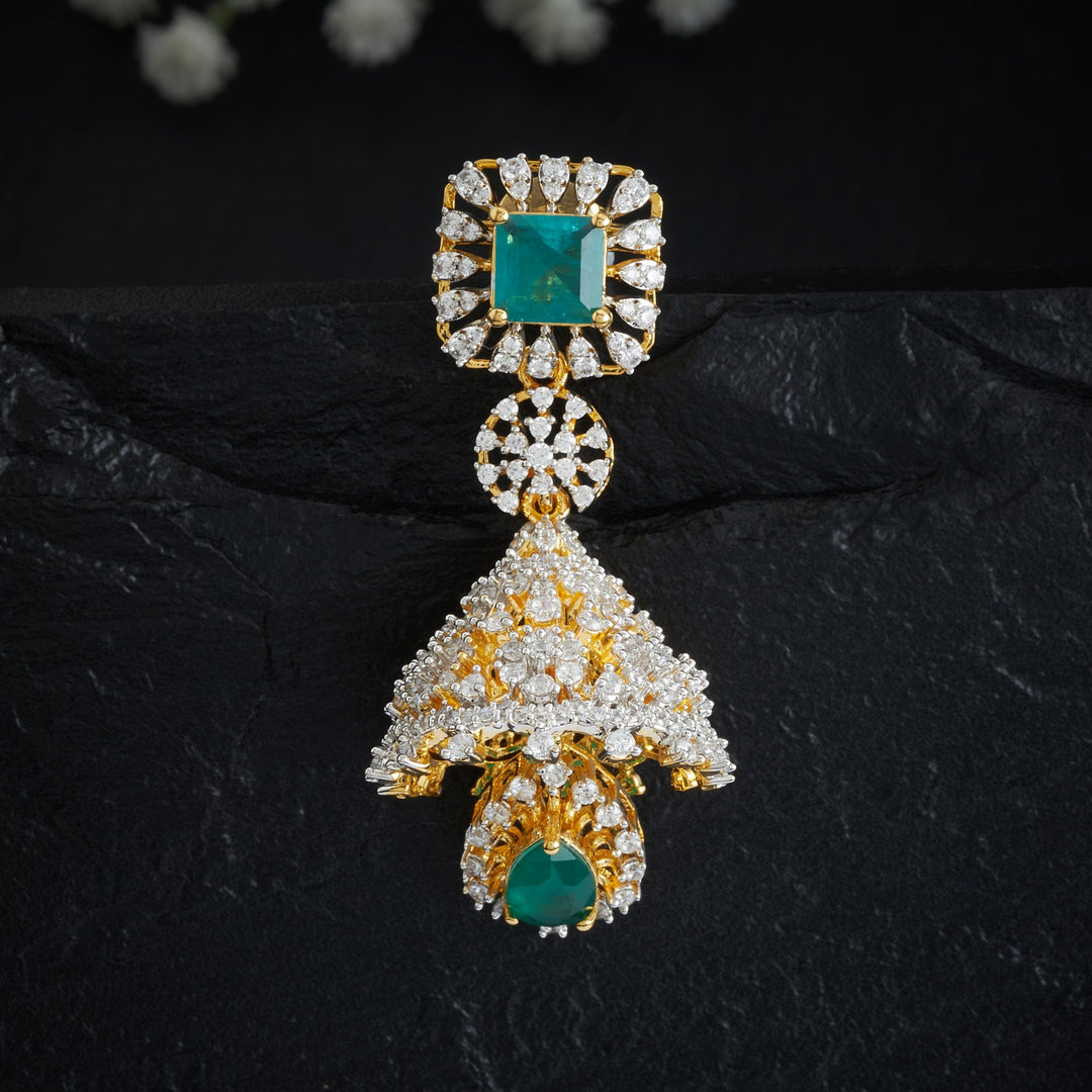 Green-Pear Drop CZ Jhumki