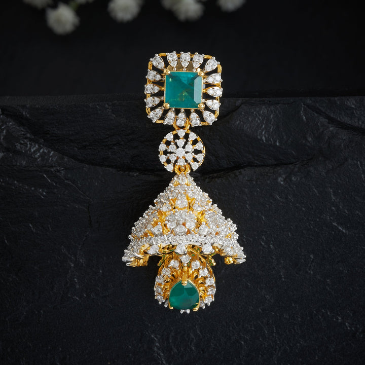 Green-Pear Drop CZ Jhumki