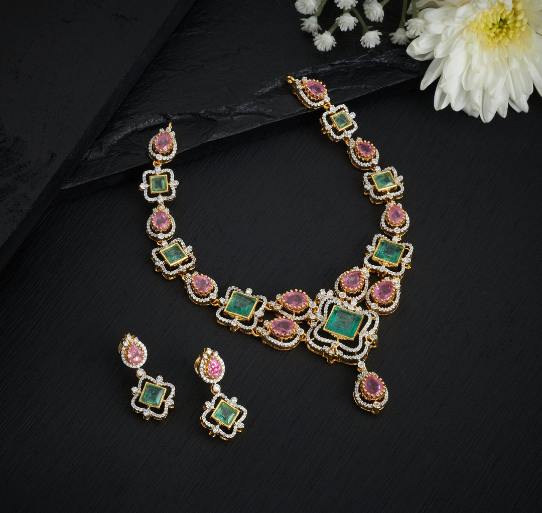 Blush-Pear CZ Necklace Set