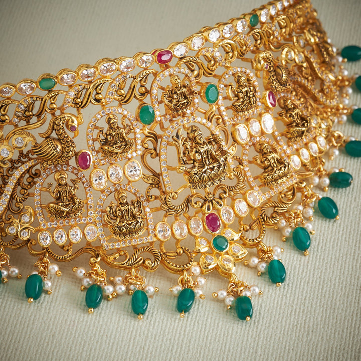 Plume-Lakshmi Temple Choker Set