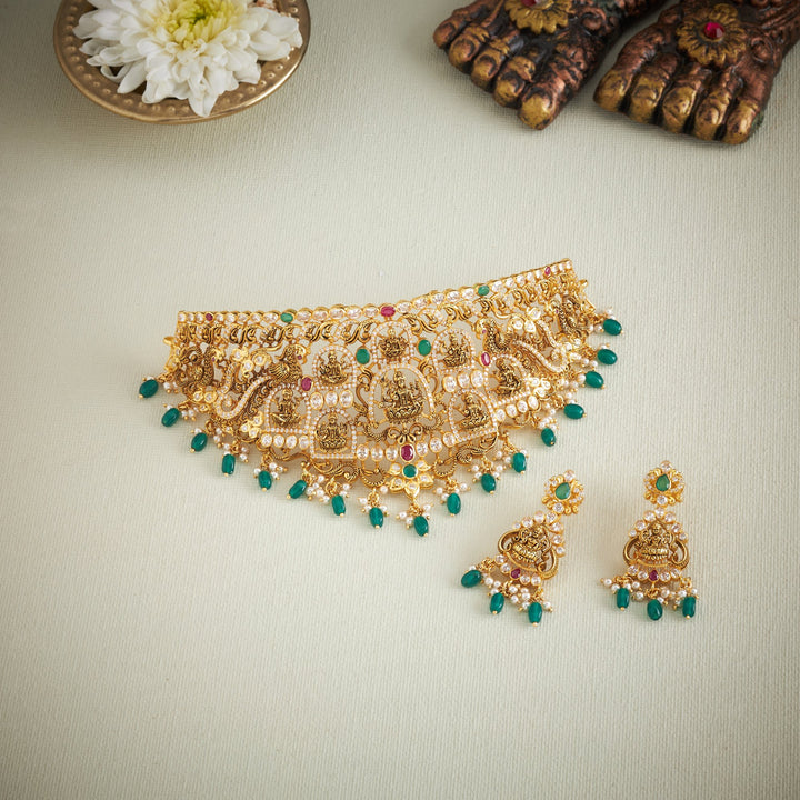 Plume-Lakshmi Temple Choker Set