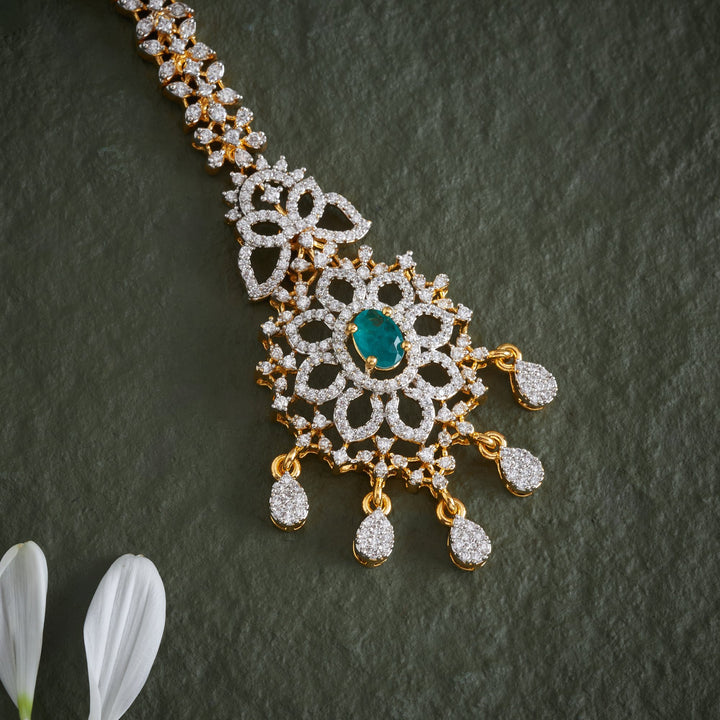 Floraa-Oval CZ Maang Tikka