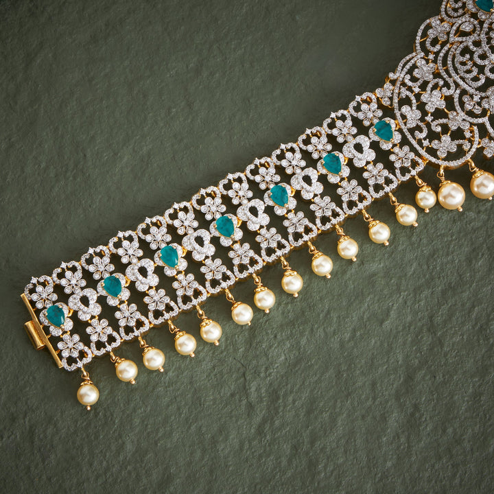 Greeny Pearl Drop CZ Hip Belt