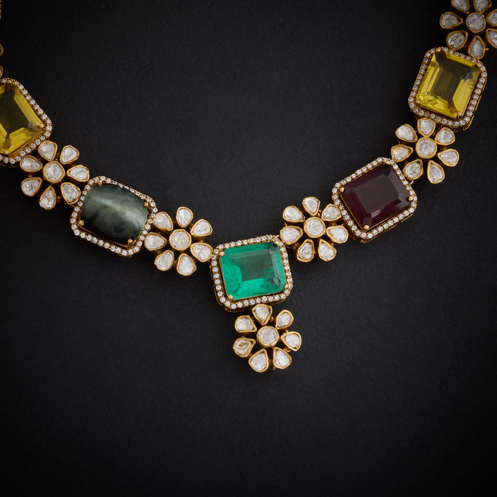 Navaratna Block Necklace Set