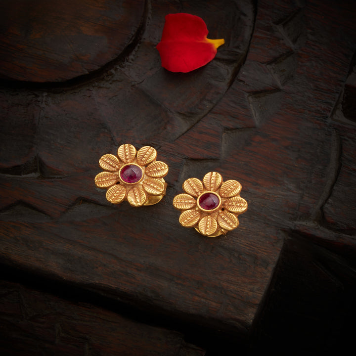 Ruby Flower Dew Necklace Set
