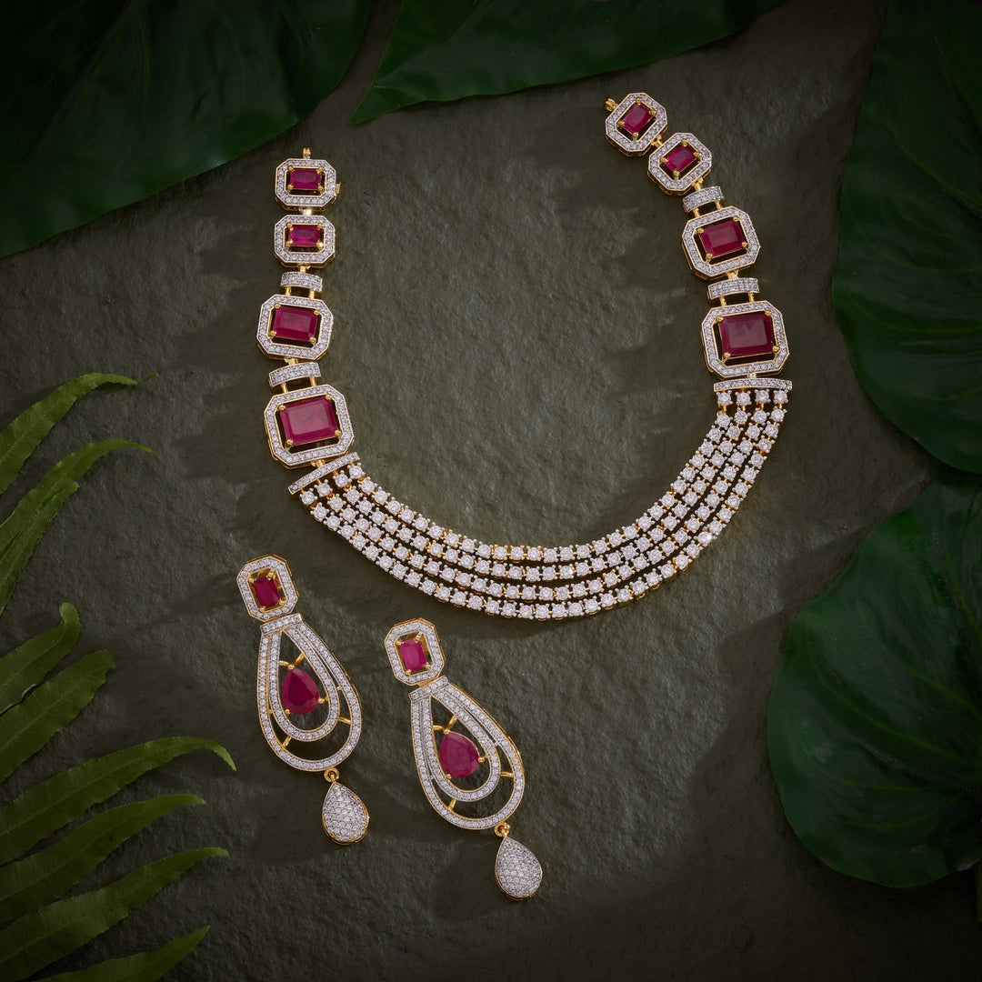 Emerald Quadline Necklace Set