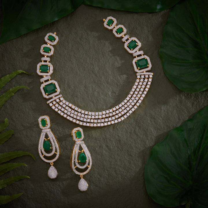 Emerald Quadline Necklace Set