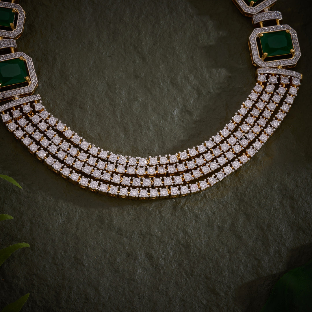 Emerald Quadline Necklace Set