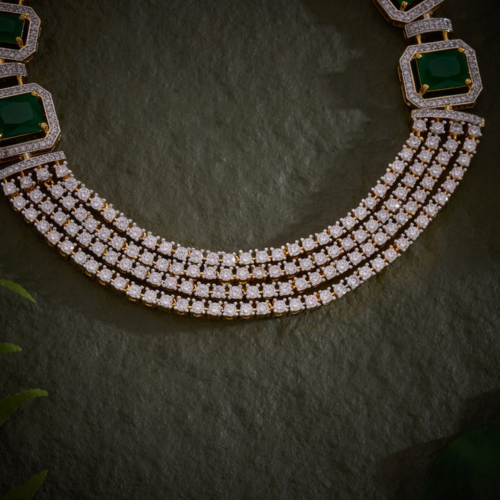 Emerald Quadline Necklace Set