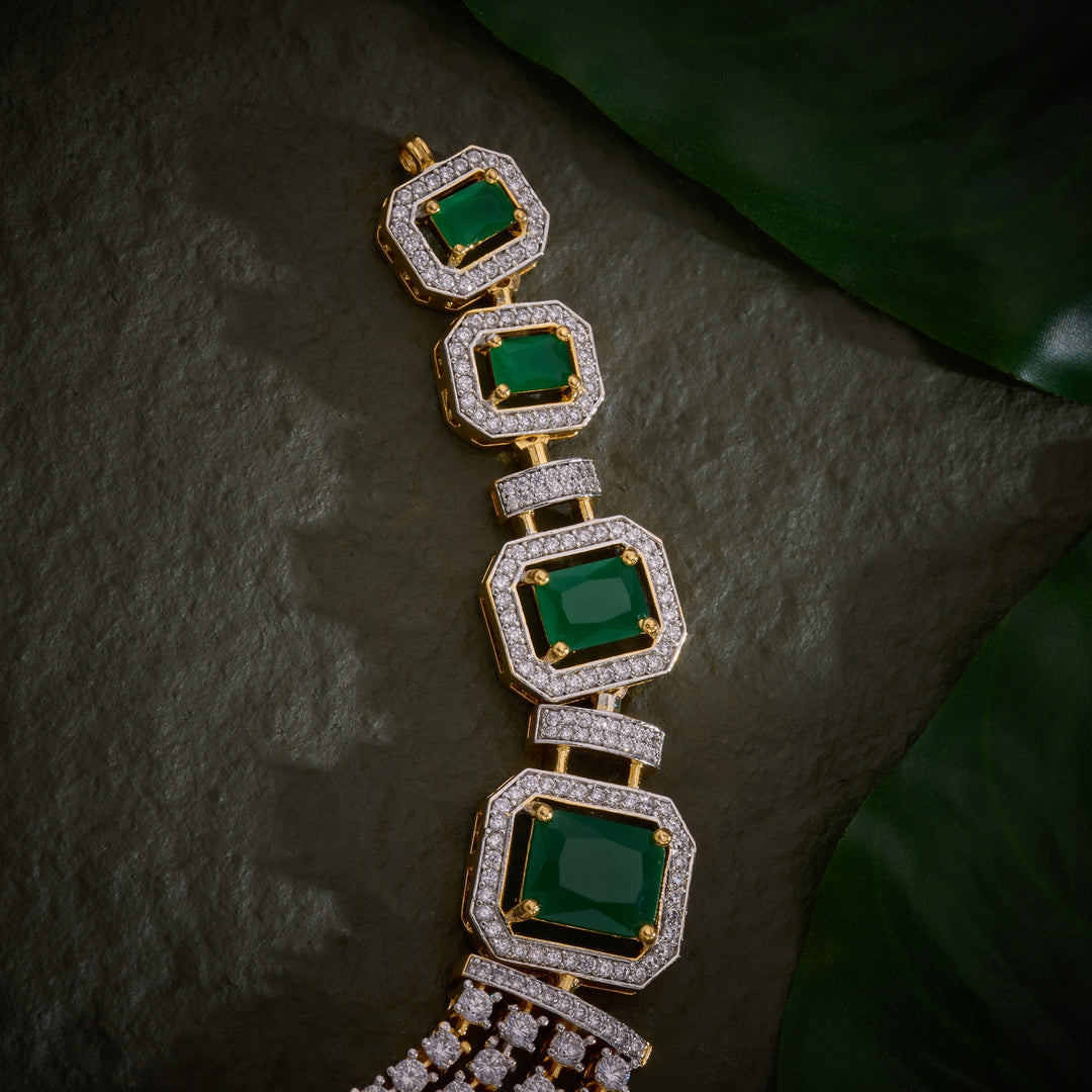 Emerald Quadline Necklace Set