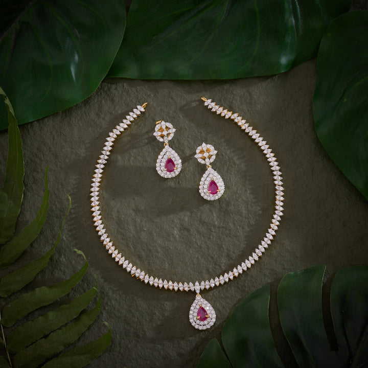 Ruby Pearline Necklace Set