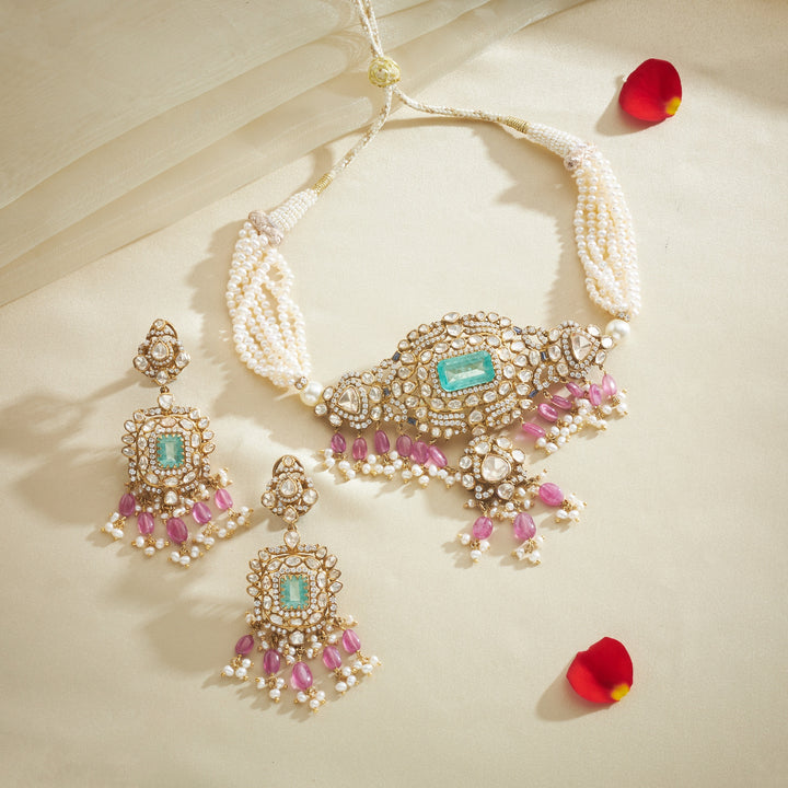 Mint-Pearl Victorian Choker Set