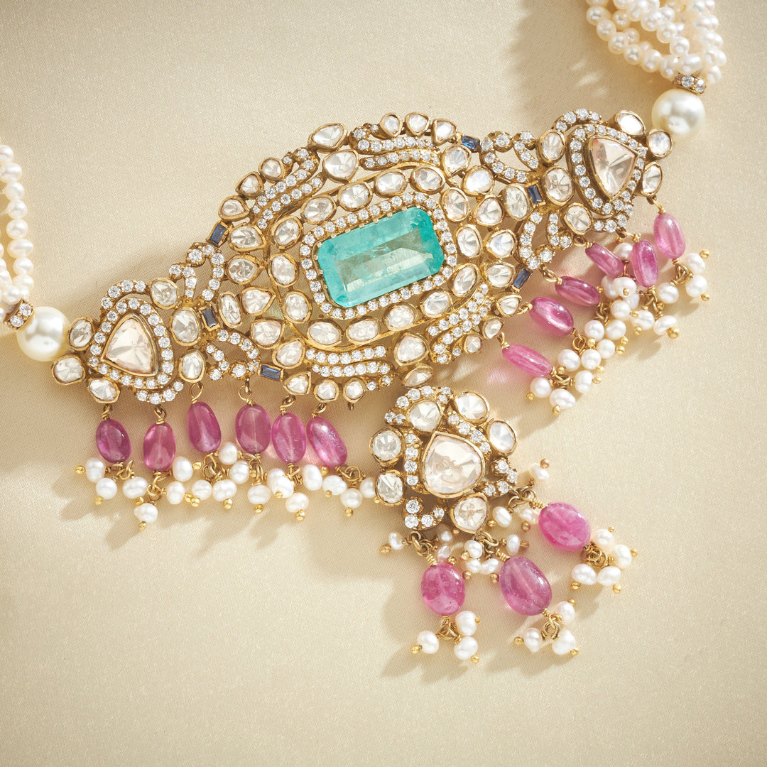 Mint-Pearl Victorian Choker Set