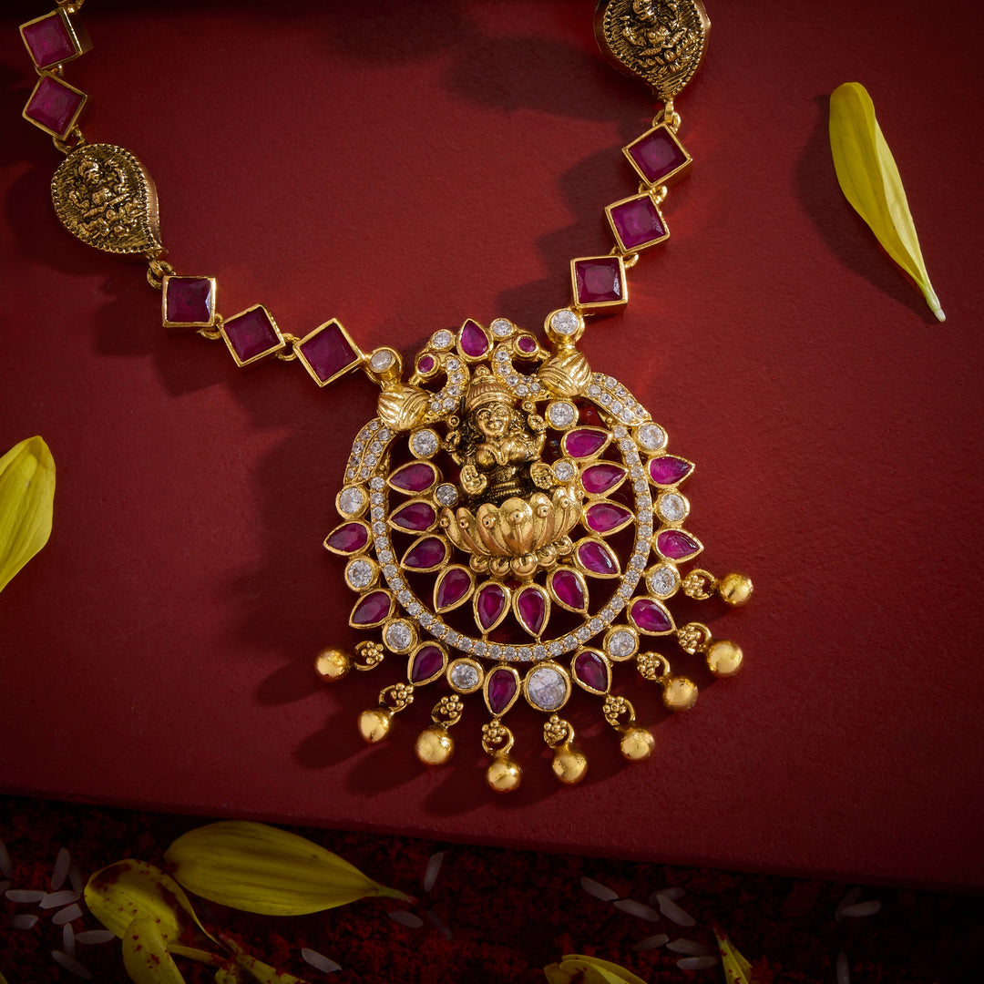 Ruby-Lakshmi Temple Necklace