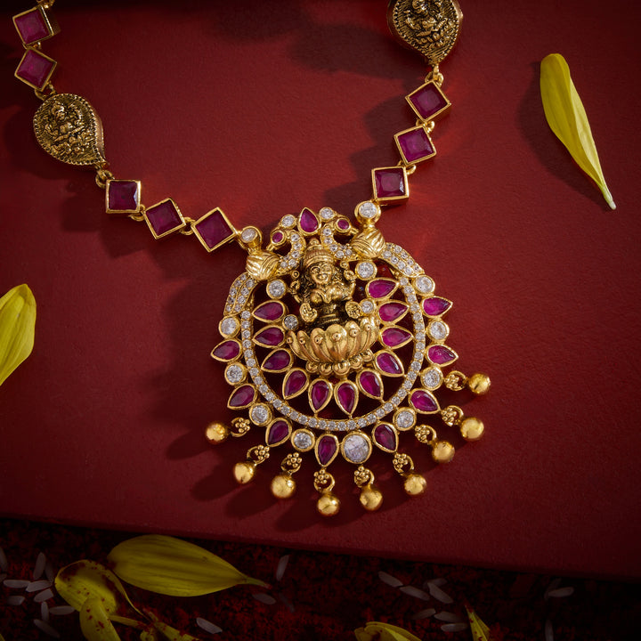 Ruby-Lakshmi Temple Necklace