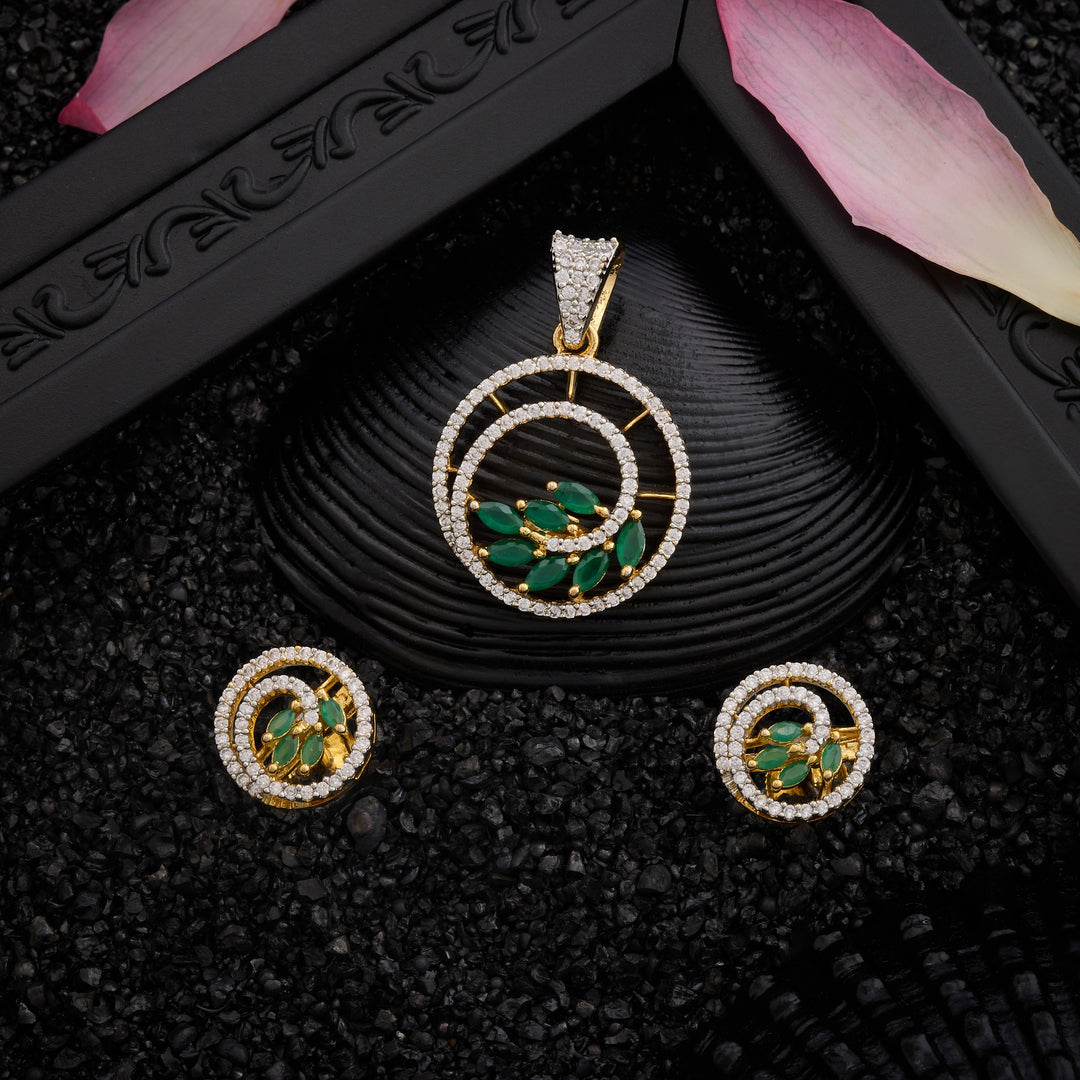 Vine Elegance CZ Pendant Set