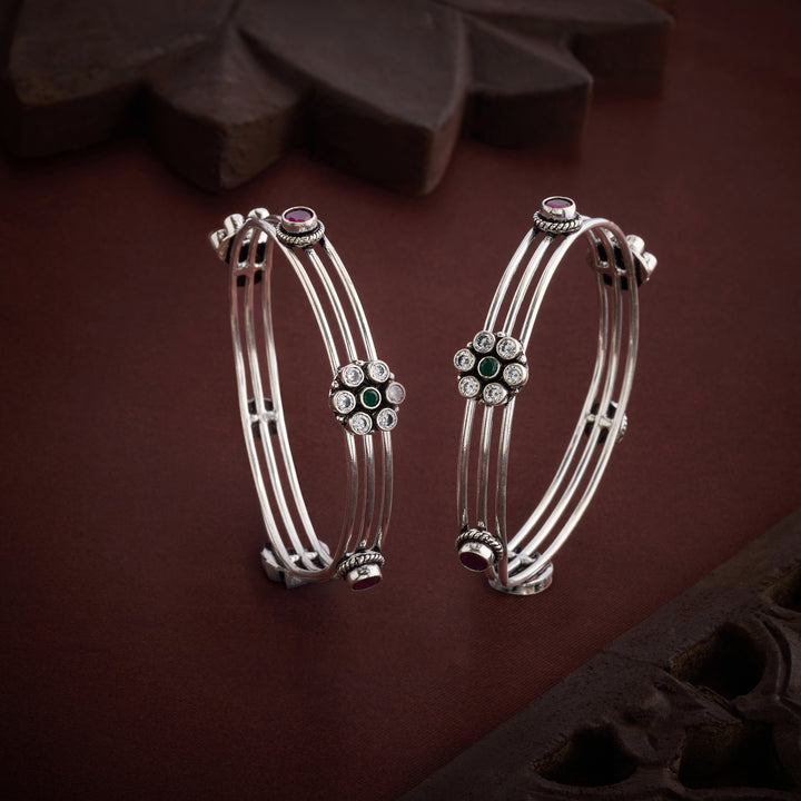 Triple-Phool Oxidized Bangles