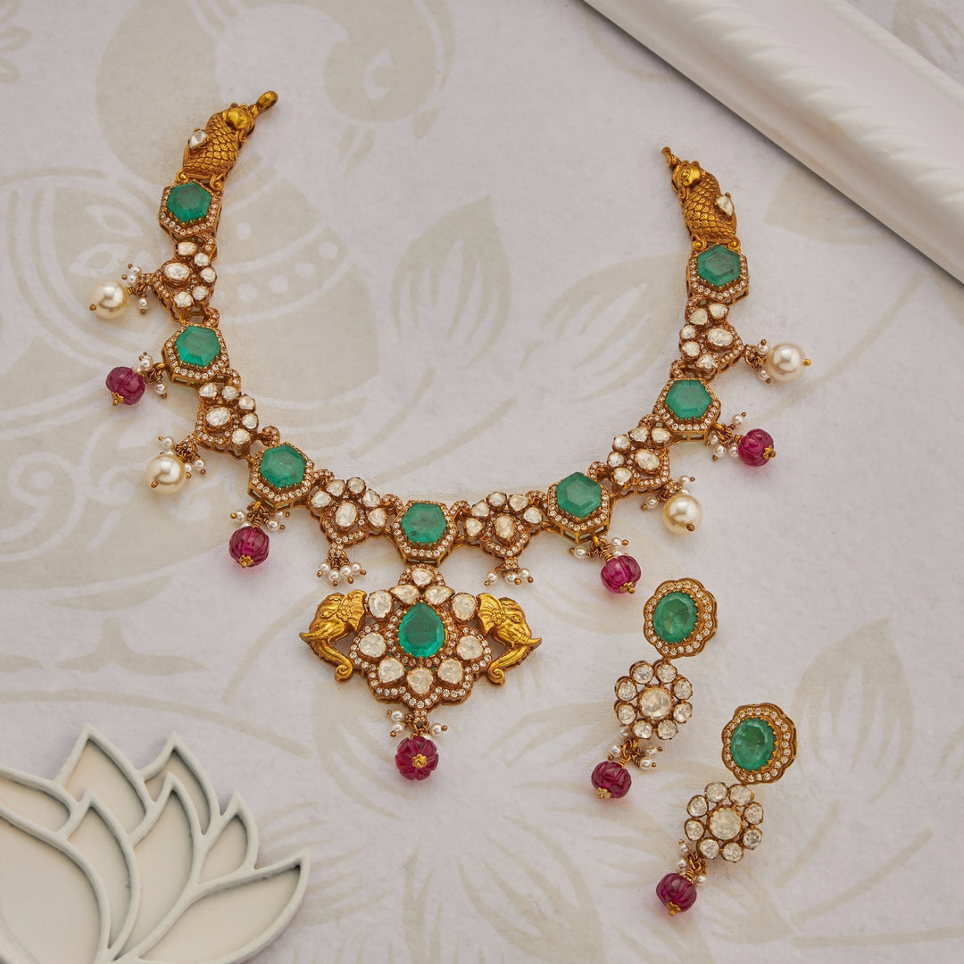 Gajashri Moissanite Necklace Set