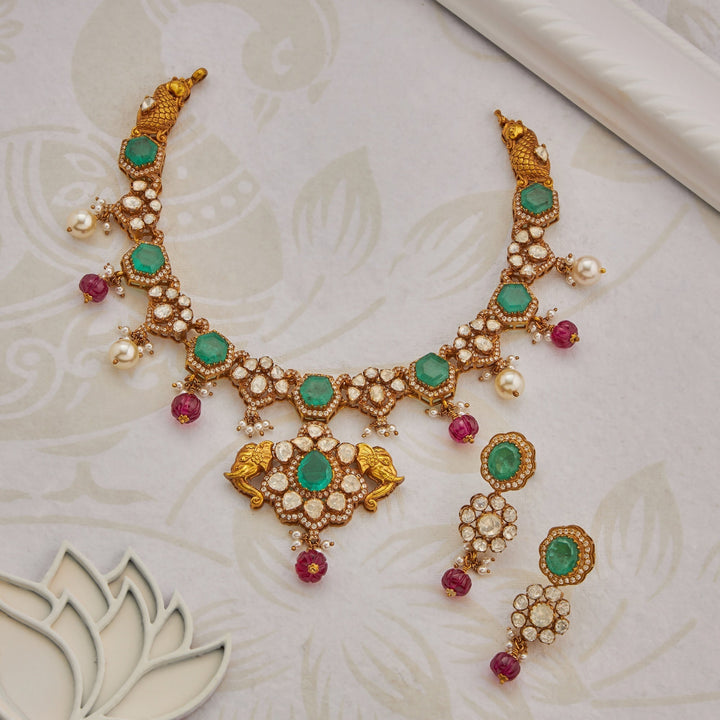 Gajashri Moissanite Necklace Set