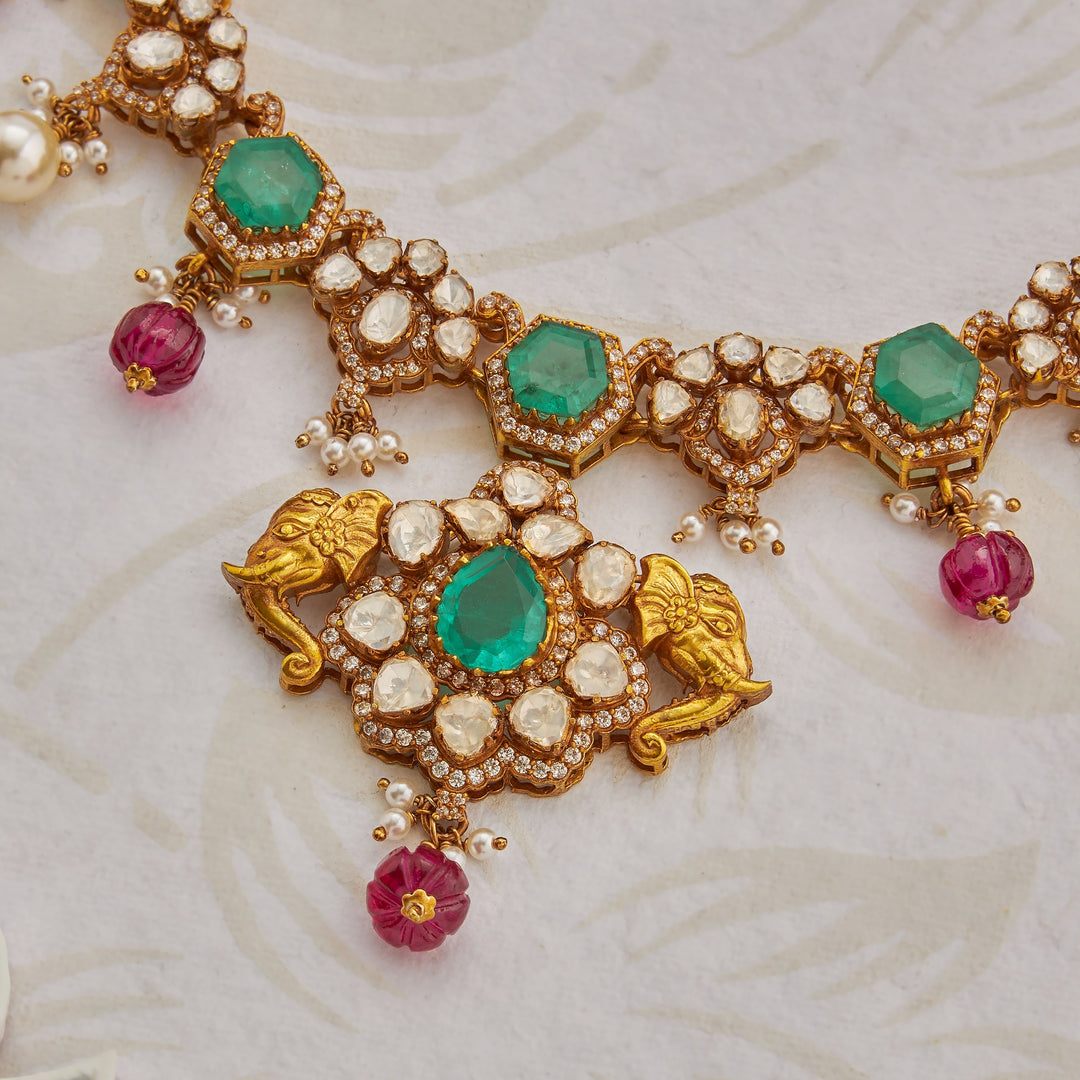 Gajashri Moissanite Necklace Set