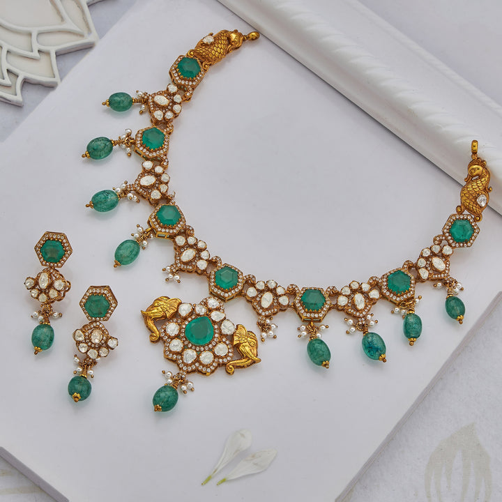 Gajashri Moissanite Necklace Set