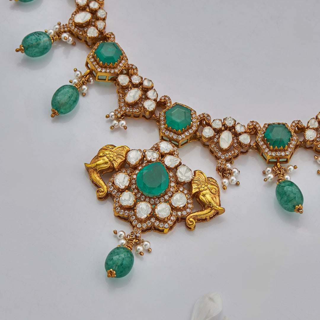 Gajashri Moissanite Necklace Set