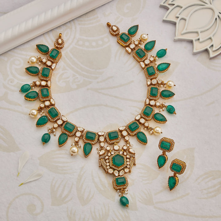 Heptaflora Polki Necklace Set