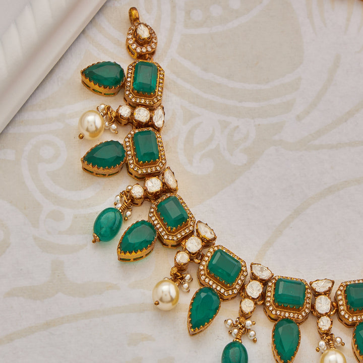 Heptaflora Polki Necklace Set