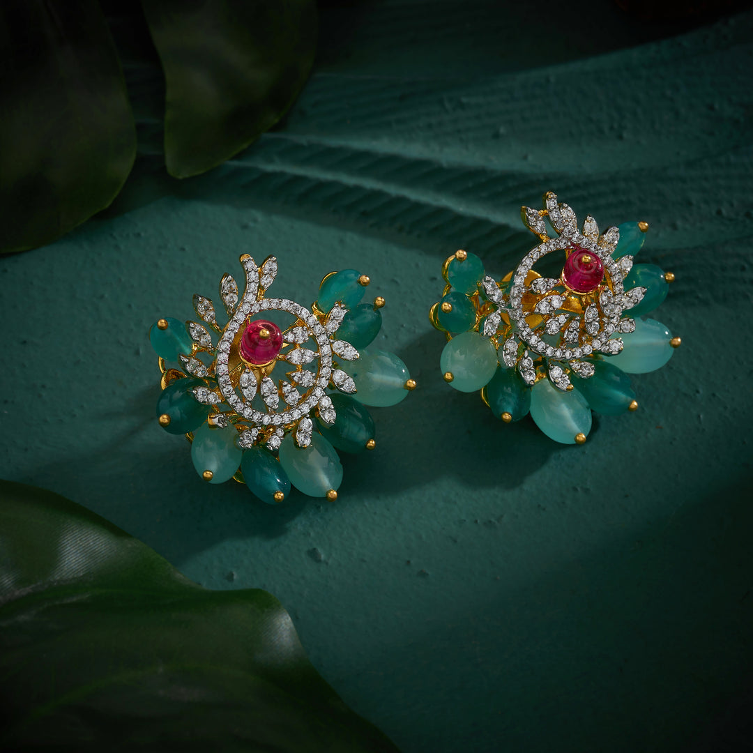 Flora Mint Spark Studs