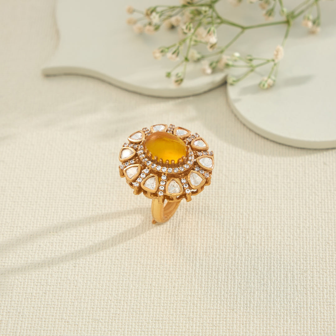 Vintage Sunflower Moissanite Ring