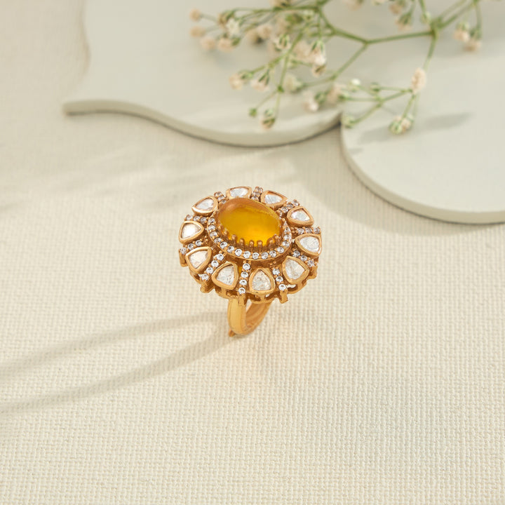 Vintage Sunflower Moissanite Ring