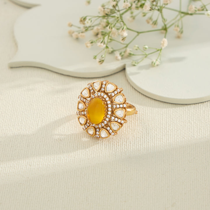 Vintage Sunflower Moissanite Ring