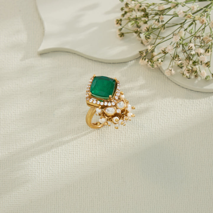 Virdi-Pearl Moissanite Ring
