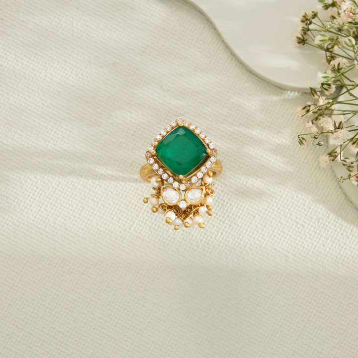 Virdi-Pearl Moissanite Ring